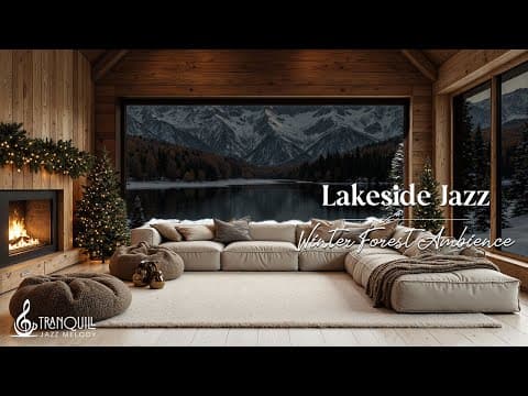 Winter Lakeside Christmas Jazz |Gentle Instrumental Jazz Music in Winter Forest Coffee Shop Ambience