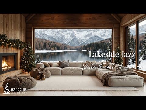 Winter Lakeside Christmas Jazz |Gentle Instrumental Jazz Music in Winter Forest Coffee Shop Ambience