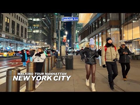 New York Manhattan Winter Walk - 5th Avenue, Madison Avenue, Lexington Avenue, 42nd Street, USA, 4K