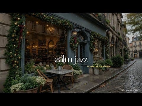 Calm Jazz Music Playlist Outside Winter Cafe | Morning Music to Relax, Work & Study