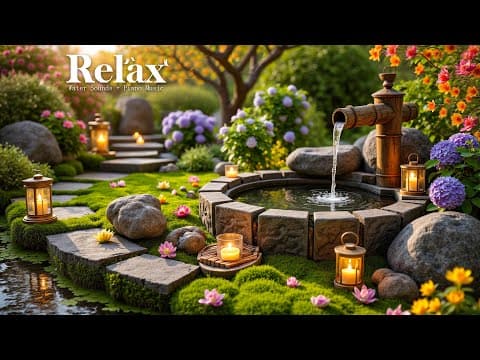 Relaxing Music Relieves Stress, Calm Anxiety and Depression 🌿 Bamboo Water Fountain, Calm the Mind