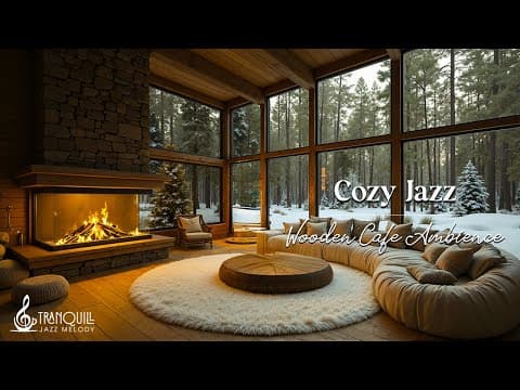 Cozy Winter Jazz | Warm Fireplace Glow & Peaceful Snowy Forest Ambience for Relaxing & Focus