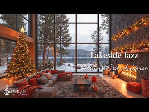 Christmas Lakeside Coffee Shop Jazz | Cozy Living Cafe Ambience with Relaxing Jazz Music for Working
