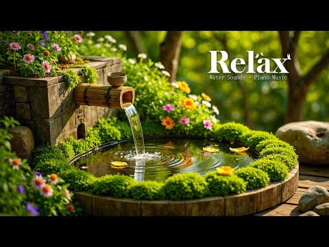 Relaxing Sleep Music + Bamboo Water Sounds 🌿 Relieves Anxiety and Depression, Deep Healing