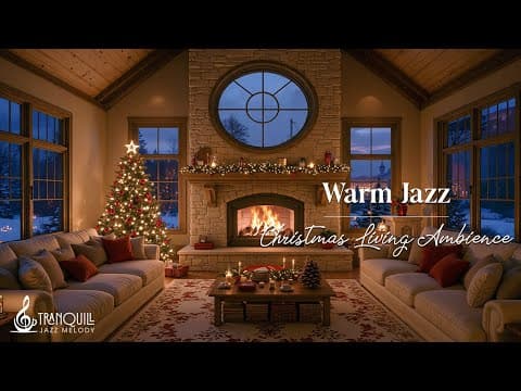 Warm Christmas Jazz | Cozy Winter Night with Smooth Jazz Music at Christmas Coffee Shop Ambience
